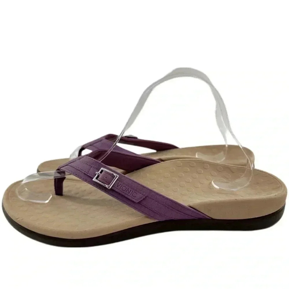 New Vionic Patty womens sandals size 10 42 purple canvas thong flip flops - Picture 3 of 14